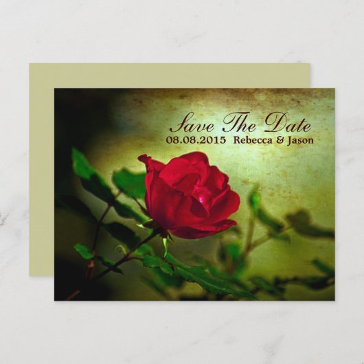 roodroos steampunk gothische bruiloft aankondigingskaart (Voorkant / Achterkant)