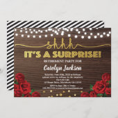 Roodroos verrassing uitnodiging (Voorkant / Achterkant)