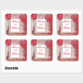 -roodrotsachtig vierkante sticker (Vel)