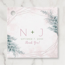 Roodroze Aquarel Geometrische Botanische Bruiloft Bedankjes Labels