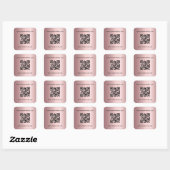 Roodroze bedrijfs QR-code onderhoudsinfo Vierkante Sticker (Vel)