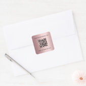 Roodroze bedrijfs QR-code onderhoudsinfo Vierkante Sticker (Envelop)
