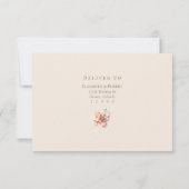 Roodroze Beige Monogram Huwelijk RSVP Kaart (Achterkant)