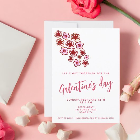 Roodroze bloemen vrienden van Galentine Kaart