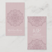 Roodroze Boho Mandala Yoga Macrame Visitekaartje (Voorkant / Achterkant)