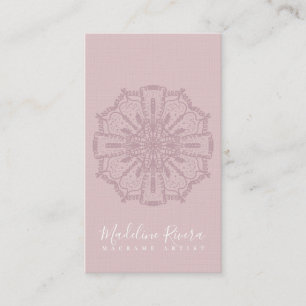 Roodroze Boho Mandala Yoga Macrame Visitekaartje