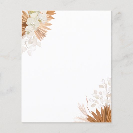 Roodroze Boho Trouwflyer Flyer (Achterkant)