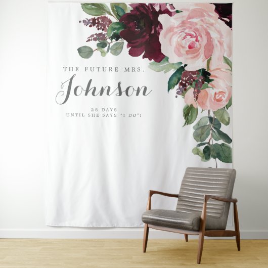 Roodroze Burgundy Bruidsfeest Backdrop Fotohokje Wandkleed (In situ)