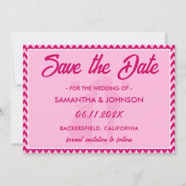 Roodroze Chevron Streep QR Code Save The Date