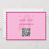 Roodroze Chevron Streep QR Code Save The Date (Achterkant)