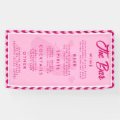 Roodroze Chevron Trouwbar Menu Ontvangst Spandoek (Horizontaal)
