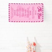 Roodroze Chevron Trouwbar Menu Ontvangst Spandoek (Insitu)