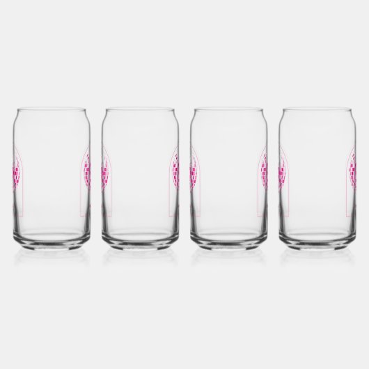 Roodroze Disco Boogie Bruiloftsfeestje Blikvorm Glas (Rechts)