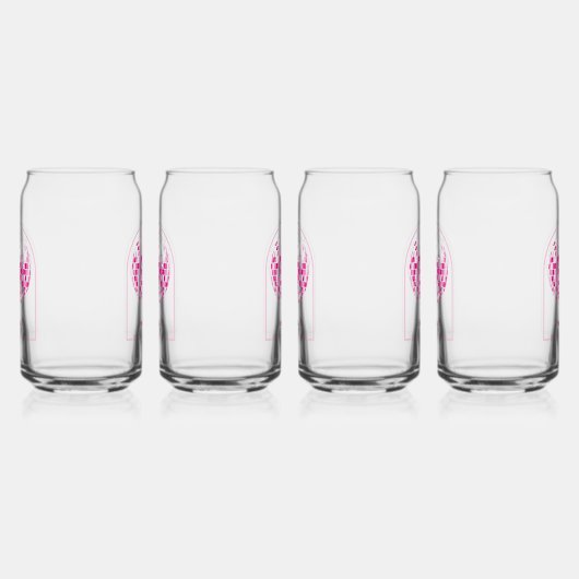 Roodroze Disco Boogie Bruiloftsfeestje Blikvorm Glas (Links)