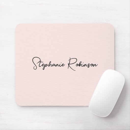 Roodroze Elegant Script Persoonlijk Monogram Muismat (Met muis)