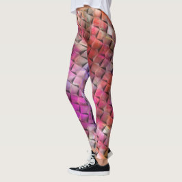 roodroze en 3D of driehoeken, verkregen Leggings