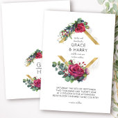 Roodroze en Eucalyptus Gold Diamond Lijst Wedding Kaart