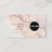 Roodroze en gouden QR-code logo agaat Visitekaartje (Voorkant)