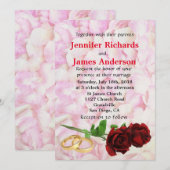 Roodroze en huwelijksuitnodiging kaart (Voorkant / Achterkant)