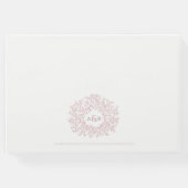 Roodroze en witte bladmonogram kunst bruiloft gastenboek (Achterkant)