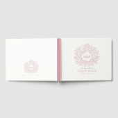 Roodroze en witte bladmonogram kunst bruiloft gastenboek (Volledig)