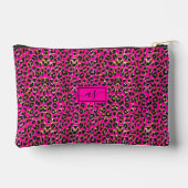 Roodroze en zwarte luipaardprint met monogrammotie etui (Achterkant)