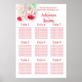 Roodroze fuchsia Weddenschap Tafelbord 1-9 Poster
