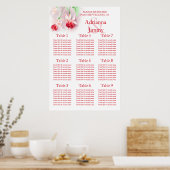 Roodroze fuchsia Weddenschap Tafelbord 1-9 Poster (Keuken)