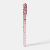 Roodroze Geborstelde Metaal Glitter Monogram Naam iPhone 15 Case (Rechterkant)