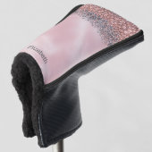 Roodroze Gejewelde Gepersonaliseerde Golfheadcover (3/4 voorkant)