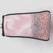 Roodroze Gejewelde Gepersonaliseerde Golfheadcover (Voorkant)