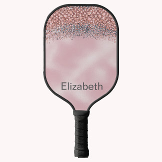 Roodroze Gejewelde Gepersonaliseerde Pickleball Paddle
