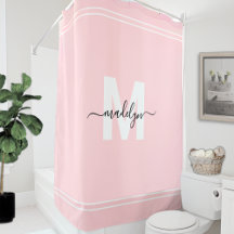 Roodroze Gepersonaliseerd Elegant Naam Monogram