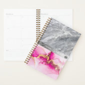 Roodroze glinsterende druppels monogram naam 2023 planner (Display)