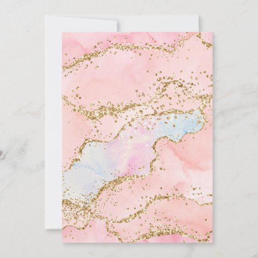 Roodroze Gouden Agaat Marmeren Boog Moslim Trouwda Kaart (Achterkant)