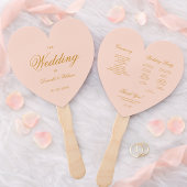 Roodroze Gouden Calligrafie Hart Huwelijksprogramm Handwaaier