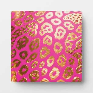 Roodroze Gouden Luipaardprint Glamour Fotoplaat