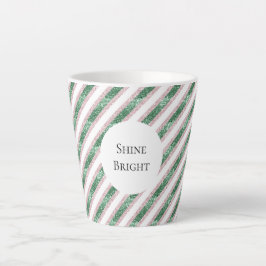 Roodroze Groen Glitterige Strepen Kerst Latte Mok