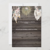 Roodroze groene boho gewei tribalen veer hout save the date (Achterkant)