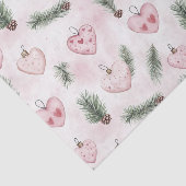 Roodroze Harten Kerst Dennenzaden Tissuepapier (Detail)