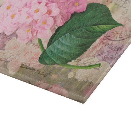 Roodroze hydrangea Flowers Glass Cutting Board Snijplank (Hoek)