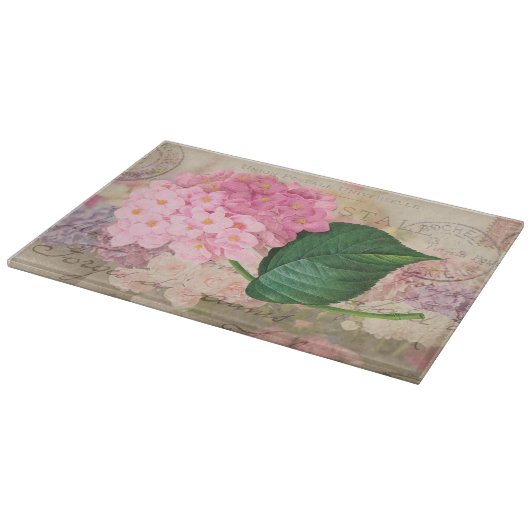 Roodroze hydrangea Flowers Glass Cutting Board Snijplank (Hoek)