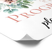 Roodroze & Ivoor Bloemige Trouwprogramma Borden Poster (Hoek)