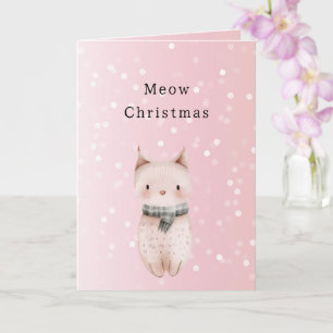 Roodroze Kat Confetti Stippen Kerstmis Kaart