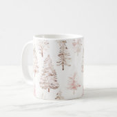 Roodroze Kerstbomen Koffiemok (Voorkant links)