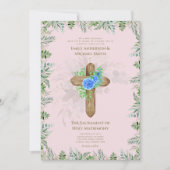 Roodroze Kruis Katholieke Huwelijksmis Trouwplecht Kaart (Voorkant)