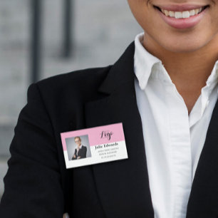 Roodroze Logo Foto Zakelijke Naamkaart Werknemer Naambadge