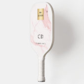 Roodroze marmeren monogram naam bedrijfslogo pickleball paddle (Links)