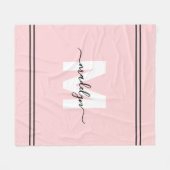 Roodroze Meisjesnaam Monogram Fleece Deken (Voorkant (Horizontaal))