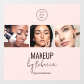 Roodroze Moderne 3 Foto Make-up Studio Logo Raamsticker (Vel)